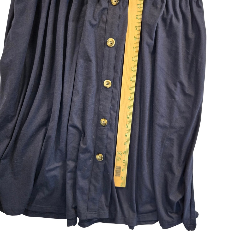 Navy Blue Womens 14 Midi Dress Office Chic Prairiecore Boho Minimalist Pockets - Picture 5 of 8